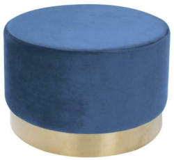 Pouf Samt Blau/Goldfarben DxH: ca. 55x43 cm