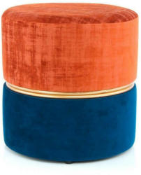 Pouf Samt/Eisen Dunkelblau/ Terra Cotta DxH 40x40 cm