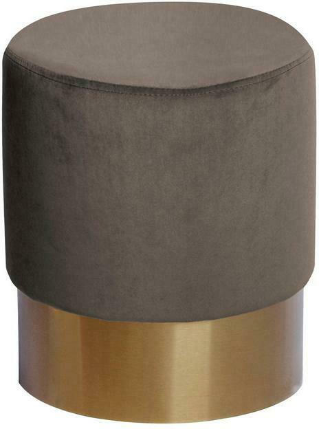 Pouf Nano Samt Taupe/ Goldfarben 35x42 cm