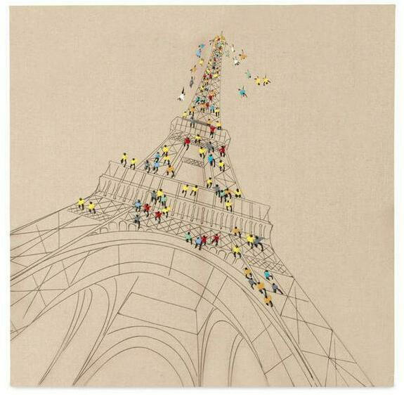 Leinwandbild Trip To Paris Multicolor 80x80 cm