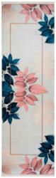 Webteppich Rosa/Petrol/Beige Floral Rose 80x300 cm