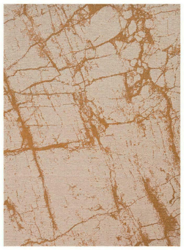 Webteppich Goldfarben/Beige Marble Cotton 160x230 cm