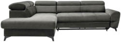 Ecksofa mit Bettkasten Swan + Bettfunktion Anthrazit Velours