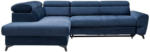 Möbelix Ecksofa mit Bettkasten Swan + Bettfunktion Blau Velours