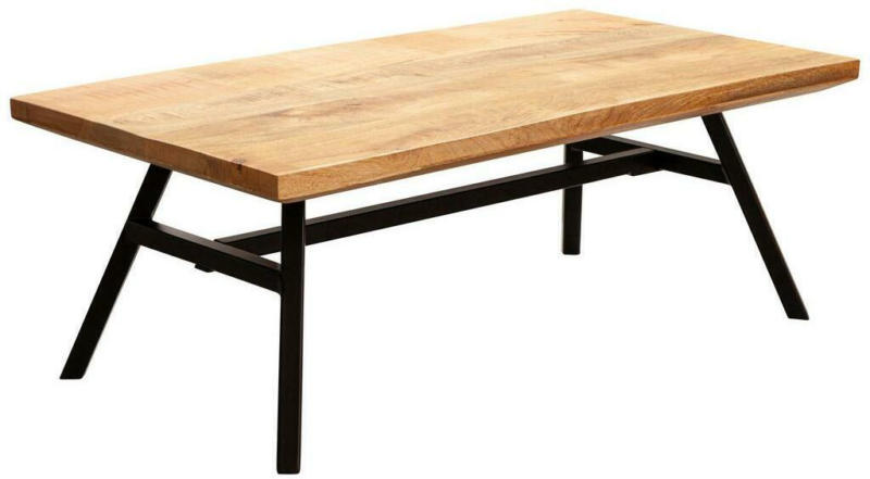 Couchtisch Holz mit Massiver Tischplatte, Mangoholz/Schwarz