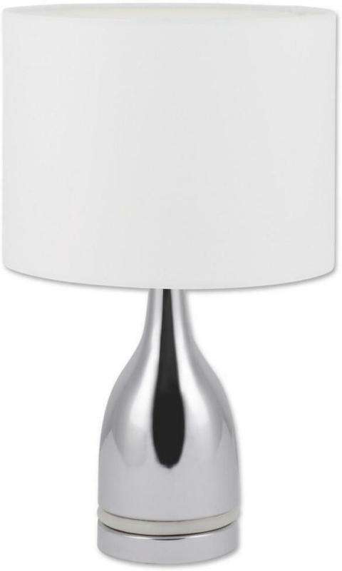 LED-Tischlampe Weiß/ Chromfarben Textilschirm