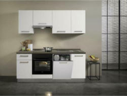 Küchenzeile Belluna mit Geräten B: 210 cm Weiß/Eiche Dekor
