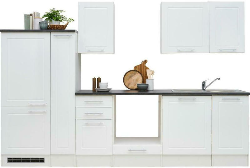 Küchenzeile Welcome ohne Geräte 300 cm Grau/Weiß