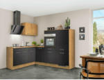 Möbelix Einbauküche Eckküche Möbelix Ip 4050 mit Geräten 200x230 cm Schwarz/Eiche Dekor