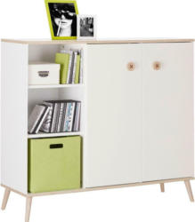 Highboard B: 125 cm Billund Weiß/Eiche Dekor