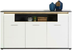 Sideboard mit Led B: 156,3 cm Alassio, Weiß/Matera