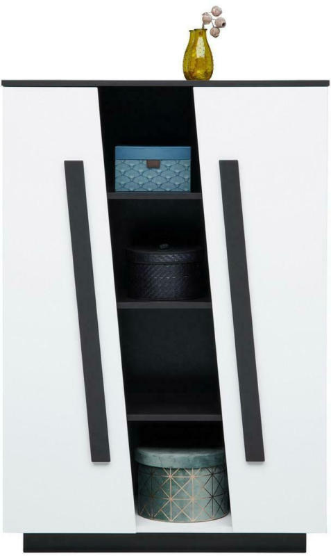 Highboard mit Glaselement B: 85 cm Maxi Weiß/Grau