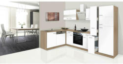 Einbauküche Eckküche Möbelix Economy mit Geräten 172x310 cm Weiß/Eiche Dekor