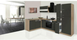 Einbauküche Eckküche Möbelix Economy mit Geräten 172x310 cm Eiche/Grau Matt