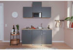 Möbelix Miniküche mit Mikrowelle + Kühlschrank 150 cm Grau/Eiche