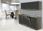 Möbelix Küchenzeile Economy mit Geräten 195 cm Grau/Eiche Dekor Modern