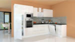 Möbelix Küchenzeile Premium mit Geräten B: 345x172 cm Weiß Hochglanz