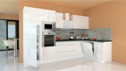 Küchenzeile Premium mit Geräten B: 345x172 cm Weiß Hochglanz