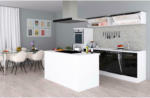 Möbelix Küchenzeile Premium mit Geräte 280 cm Schwarz/Weiß +kochinsel