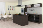 Möbelix Küchenzeile Premium mit Geräte 280 cm Grau/Schwarz +kochinsel