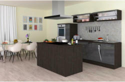 Küchenzeile Premium mit Geräte 310 cm Grau mit Kochinsel