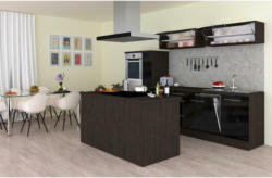 Küchenzeile Premium mit Geräte 310 cm Grau mit Kochinsel