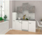 Möbelix Küchenzeile Economy mit Geräten 180 cm Weiß/Beton Dekor Modern