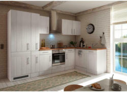 Einbauküche Eckküche Möbelix Premium mit Geräten 310x172 cm Weiß Landhaus