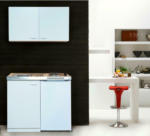 Möbelix Miniküche mit Kühlschrank + Kochfeld 100 cm Weiß Dekor