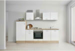 Möbelix Küchenzeile Economy mit Geräten 270 cm Weiß/Eiche Dekor Modern
