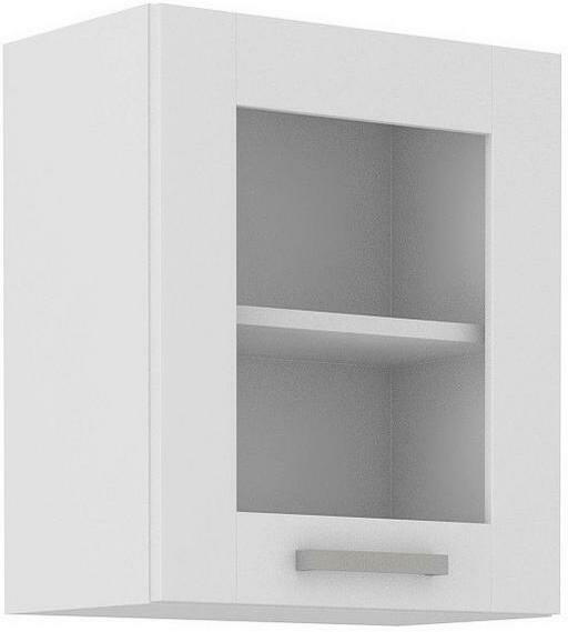 Küchenoberschrank Luisa B:50cm Weiß 1 Drehtür mit Glas