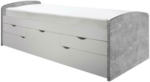 Möbelix Ausziehbett mit Schubladen 90x200 cm Nessi Weiß/Grau