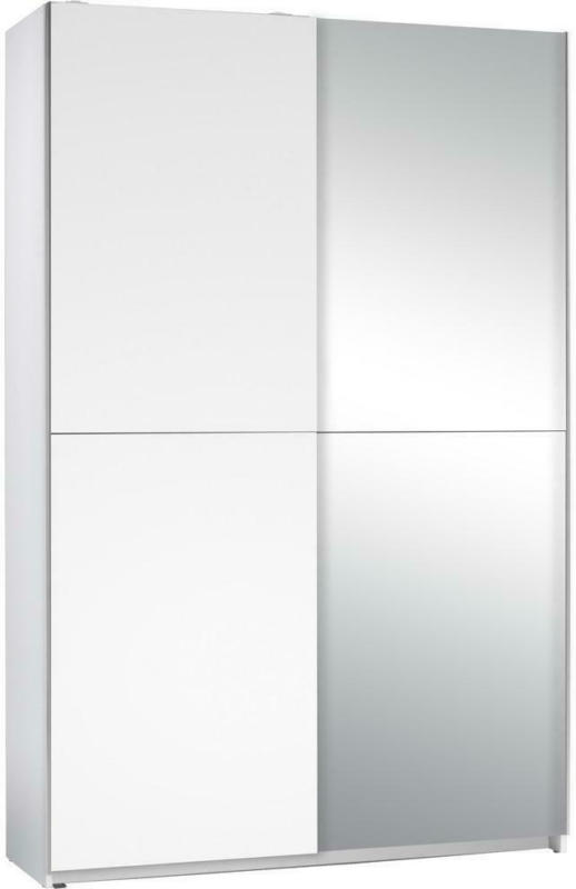 Schwebetürenschrank Mit Spiegel 125cm Slim, Weiß