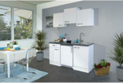 Küchenzeile Alba mit Geräten 150 cm Weiß/Schiefer