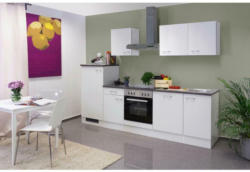 Küchenzeile Lucca mit Geräten 280 cm Weiß Dekor Modern