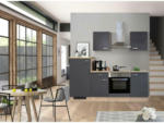 Möbelix Küchenzeile Shadow mit Geräten 220 cm Grau/Eiche Dekor