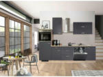 Möbelix Küchenzeile Shadow mit Geräten 280 cm Grau/Eiche Dekor