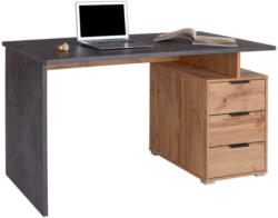 Schreibtisch + Laden B 138cm H 76cm Mx 145 Beton/Eiche Dekor