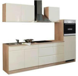Küchenzeile Cardiff mit Geräten 270 cm Creme/Sonoma Eiche