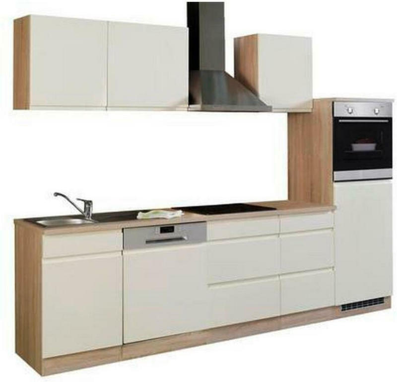 Küchenzeile Cardiff mit Geräten 280 cm Creme/Sonoma Eiche