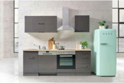 Küchenzeile Mailand mit Geräten 220 cm Anthrazit Hochglanz