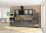 Möbelix Küchenzeile Mailand mit Geräten 330 cm Anthrazit Hochglanz
