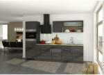 Möbelix Küchenzeile Mailand mit Geräten 290 cm Anthrazit Hochglanz