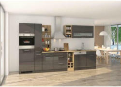 Küchenzeile Mailand mit Geräten 340 cm Anthrazit Elegant