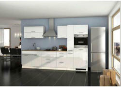 Küchenzeile Mailand mit Geräten 320 cm Weiß Hochglanz