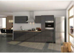 Küchenzeile Mailand mit Geräten 320 cm Anthrazit Hochglanz