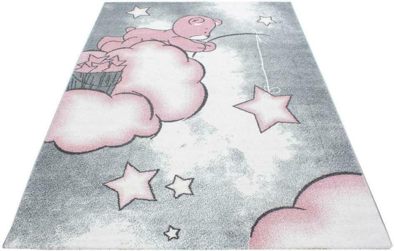 Kinderteppich Bär Grau/Weiß/Pink Kids 120x170 cm