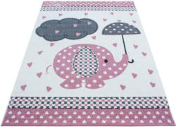 Kinderteppich Elefant Grau/Weiß/Pink Kids 120x170 cm