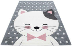 Kinderteppich Katze Grau/Weiß/Pink Kids 120x170