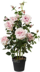 Kunstpflanze Rosenbusch Rosa H: 90 cm mit Topf